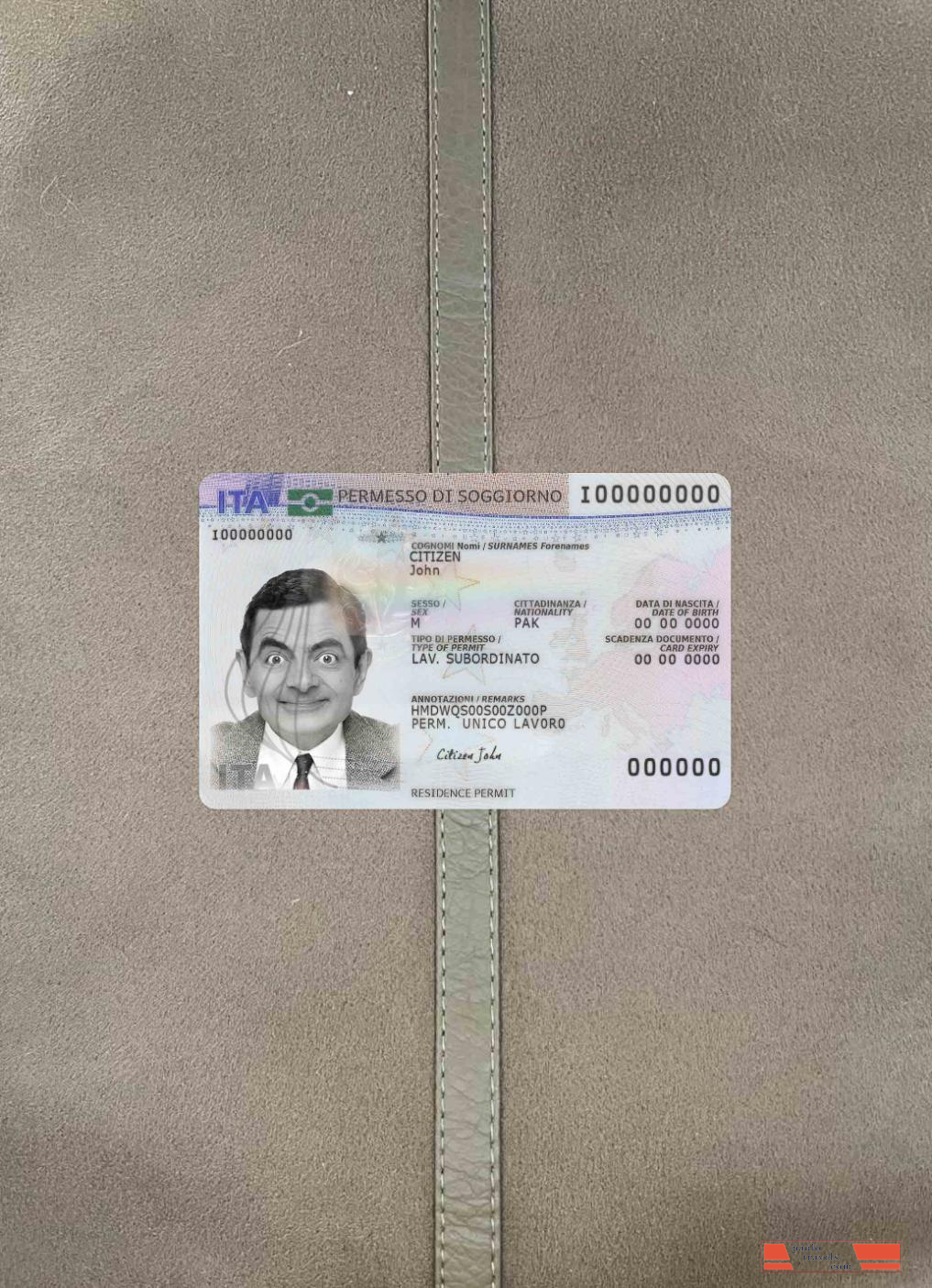 Italy residence permit new photolook FRONT PSD template